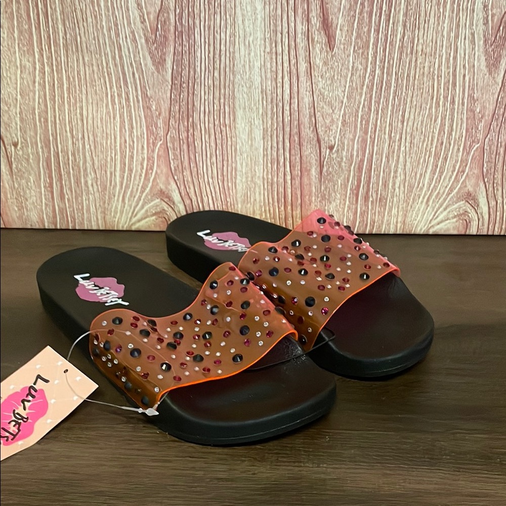New Woman’s Betsey Johnson Massena with rhinestones Slides